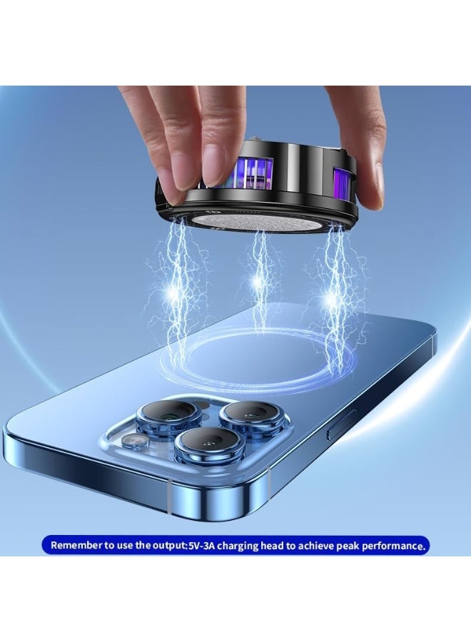 Magnetic Cell Phone Cooler, RGB Phone Cooling Fan Portable Lightweight Mobile Phone Cooling Fan, Phone Radiator with Temperature Display for Mobile Gaming,Tiktok Live Streaming (Black) - Image 5